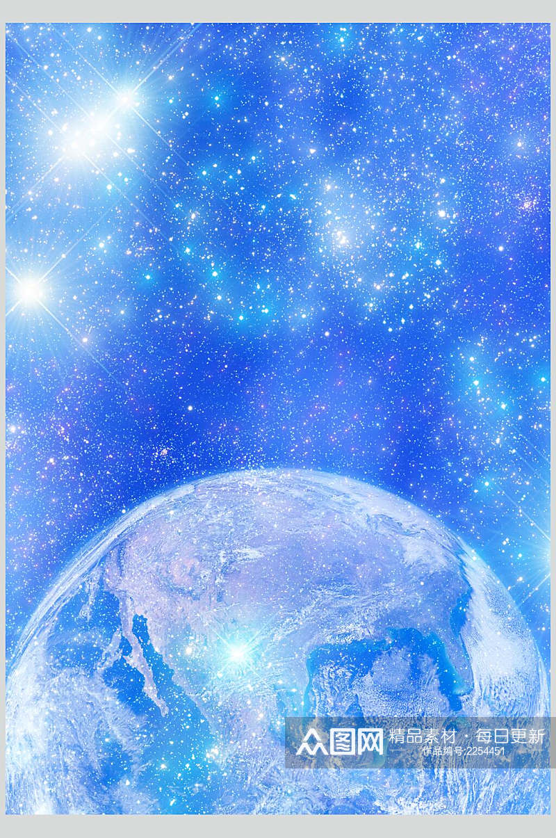 蓝色星际星空星球海报背景素材