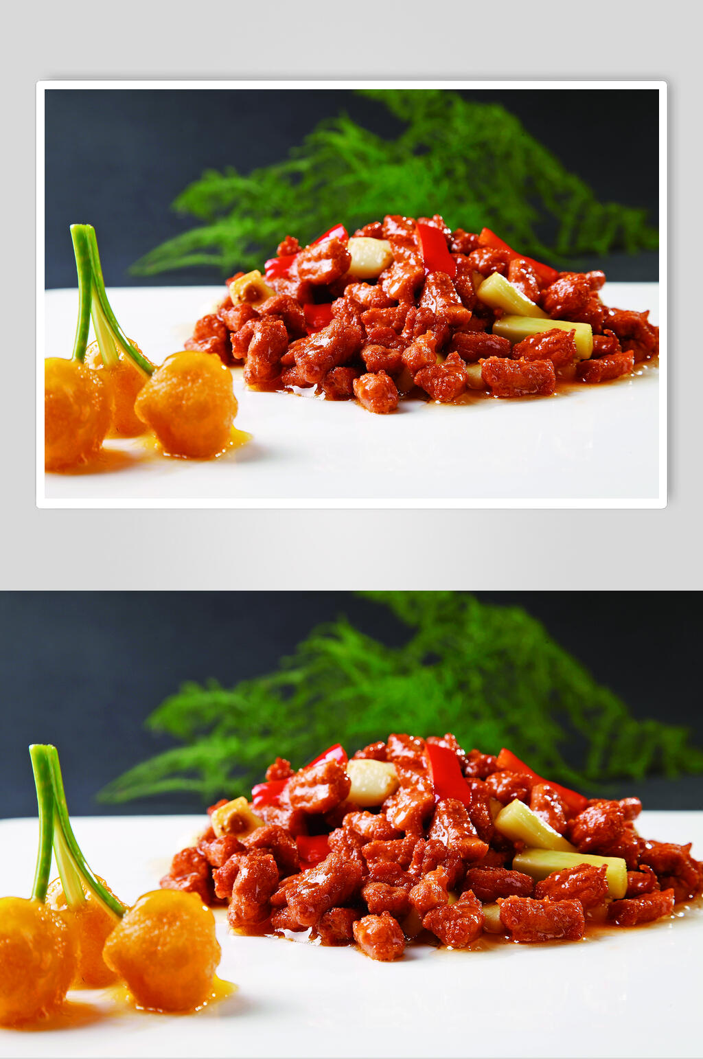 蒜香牛仔粒食物摄影图片素材