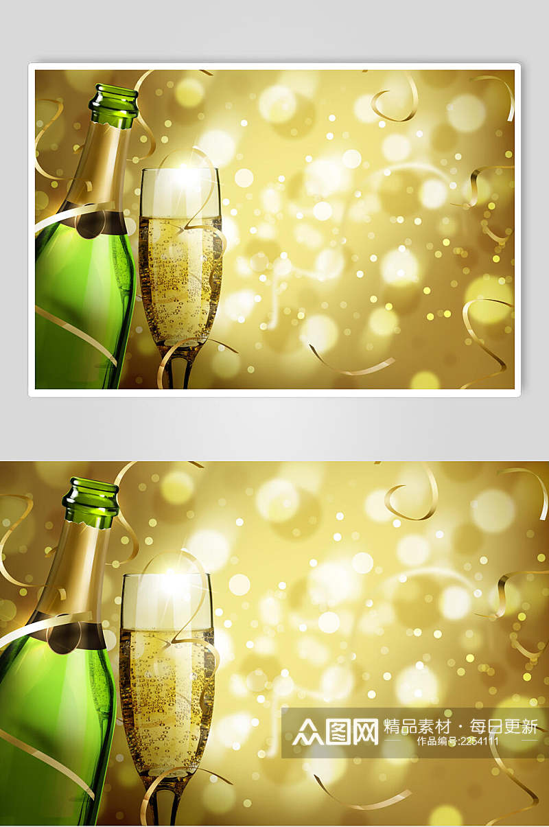 金色唯美香槟高脚杯高清图片素材