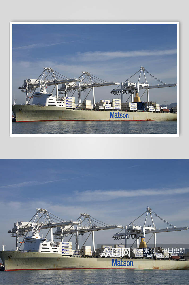 货轮船舶集装箱码头港口特写图片素材