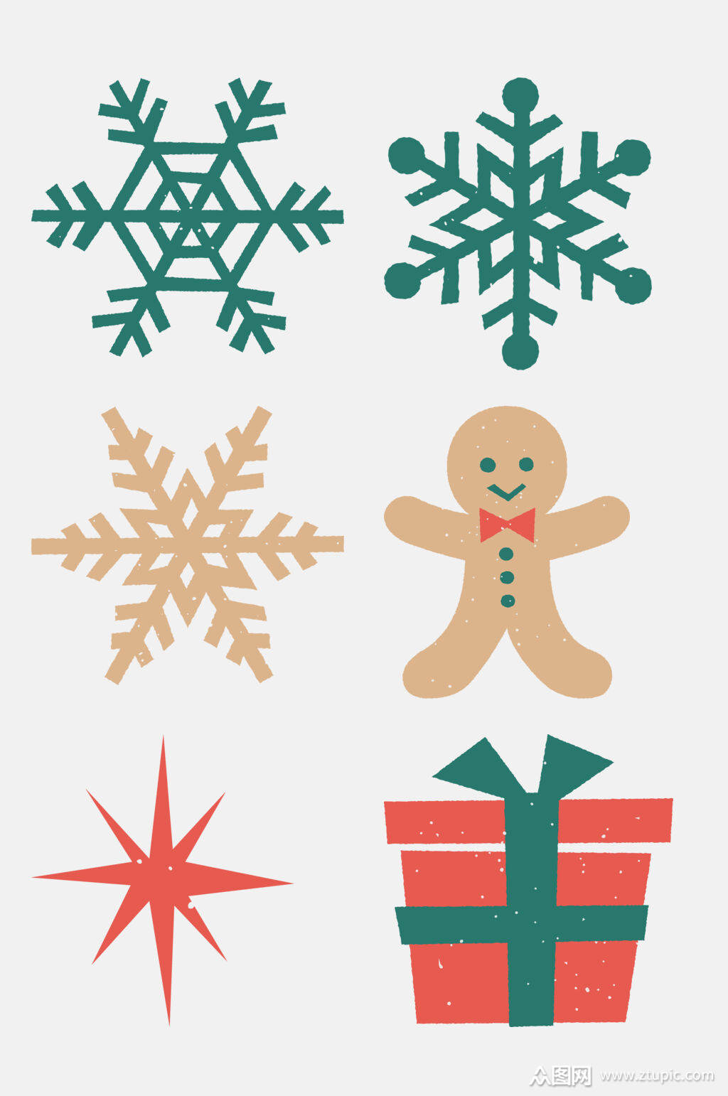 卡通圣诞雪花礼物免抠元素素材