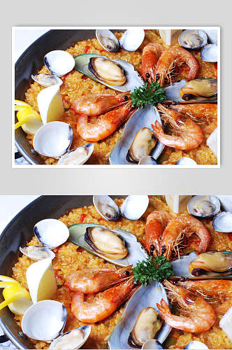 西班牙海鲜饭食物摄影图片
