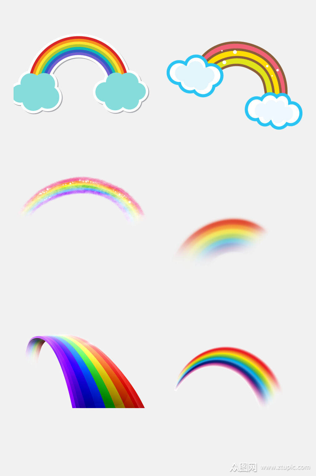 炫彩渐变卡通彩虹免抠元素模板下载-编号2263381-众图网