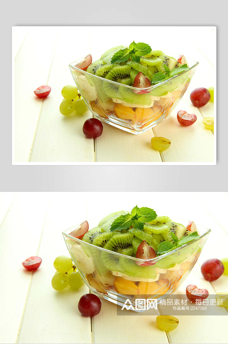 清新招牌水果沙拉食物实拍图片素材
