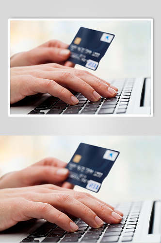 手拿信用卡银行卡网络购物电子支付摄影图片