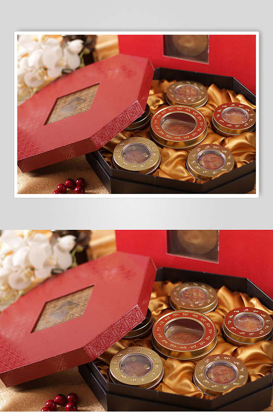 高端礼盒月饼食品摄影图片