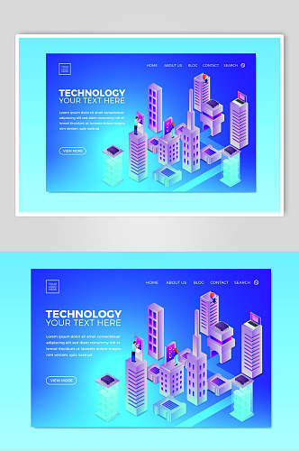 蓝色科技未来登录页矢量素材