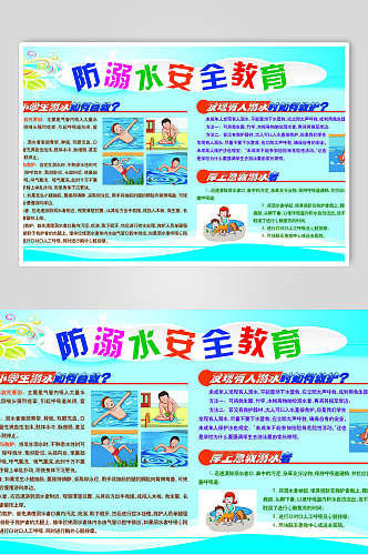 清新蓝色防溺水安全教育宣传展板