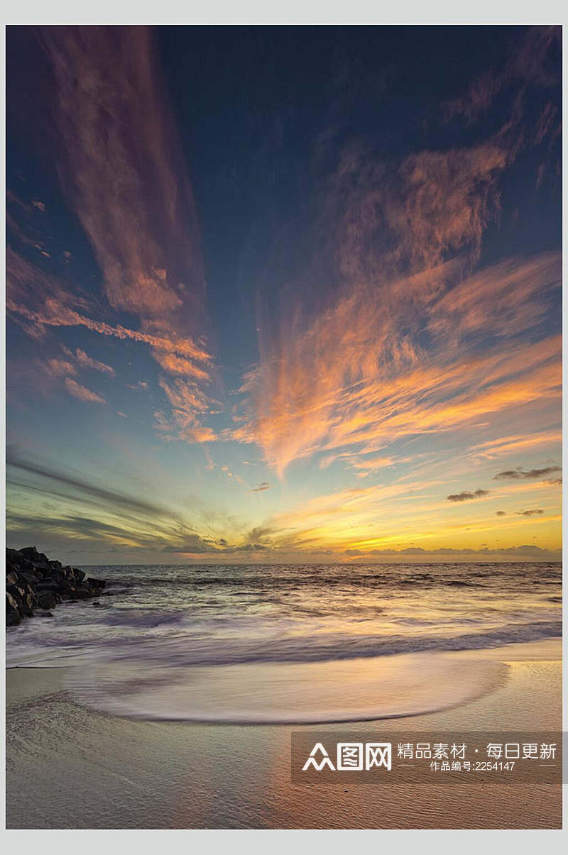 海岸美丽黄昏天空摄影图素材