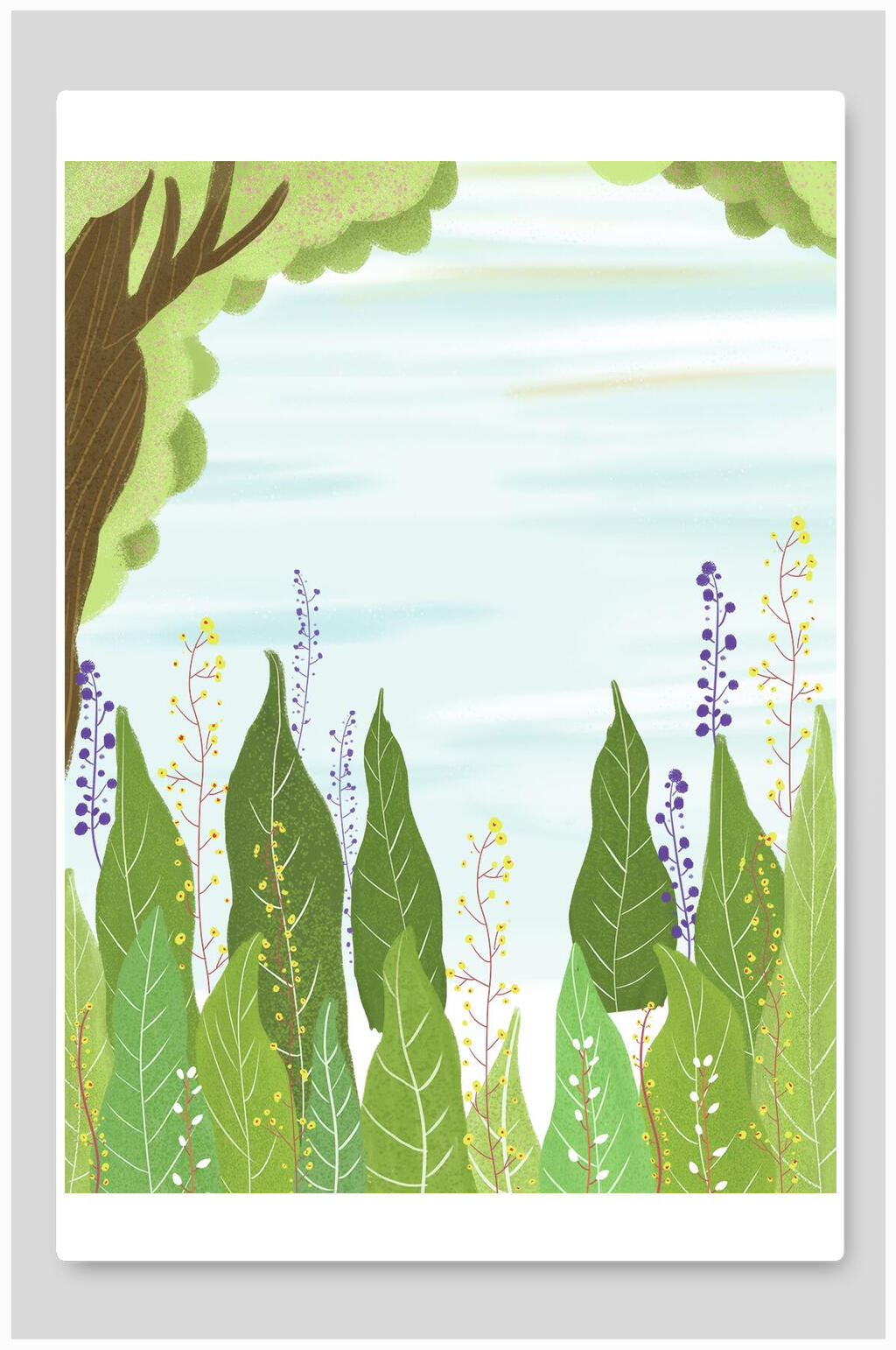 绿色植物森林草地插画背景素材素材