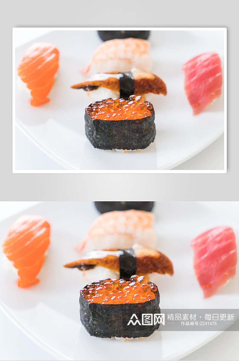 新鲜美味鱼籽寿司食品图片素材