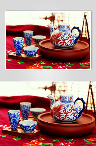 精美青花瓷高档茶具高清图片