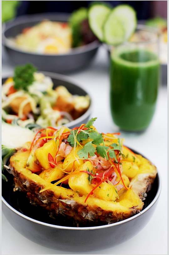菠萝水果沙拉食物摄影图片