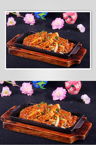 干锅铁板豆腐美食图片
