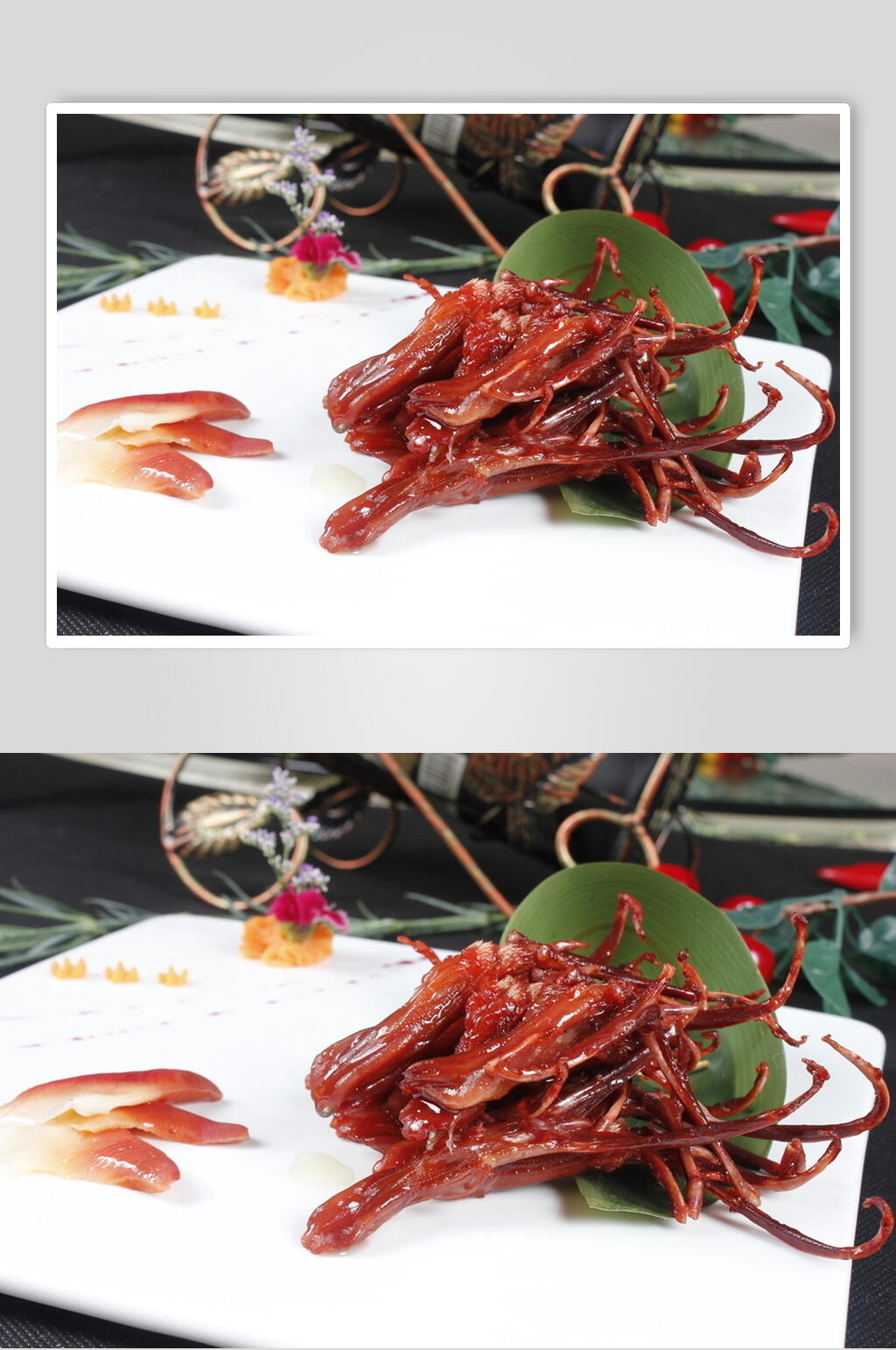香辣美味鸭脖鸭舌鸭头食物摄影图片素材