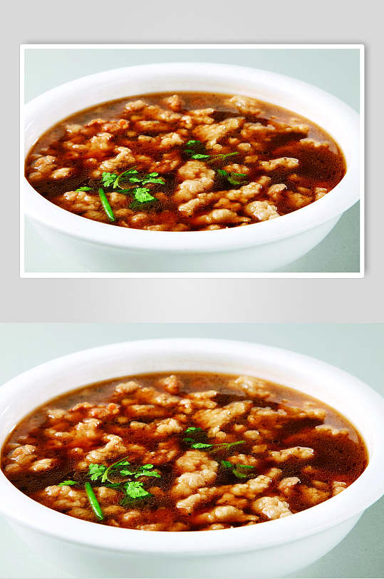 酥肉烩焖子食物摄影图片