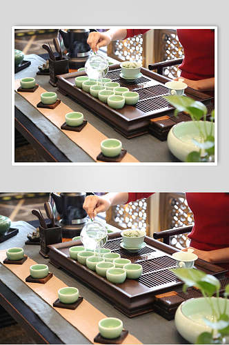 传统茶具泡茶摄影图片