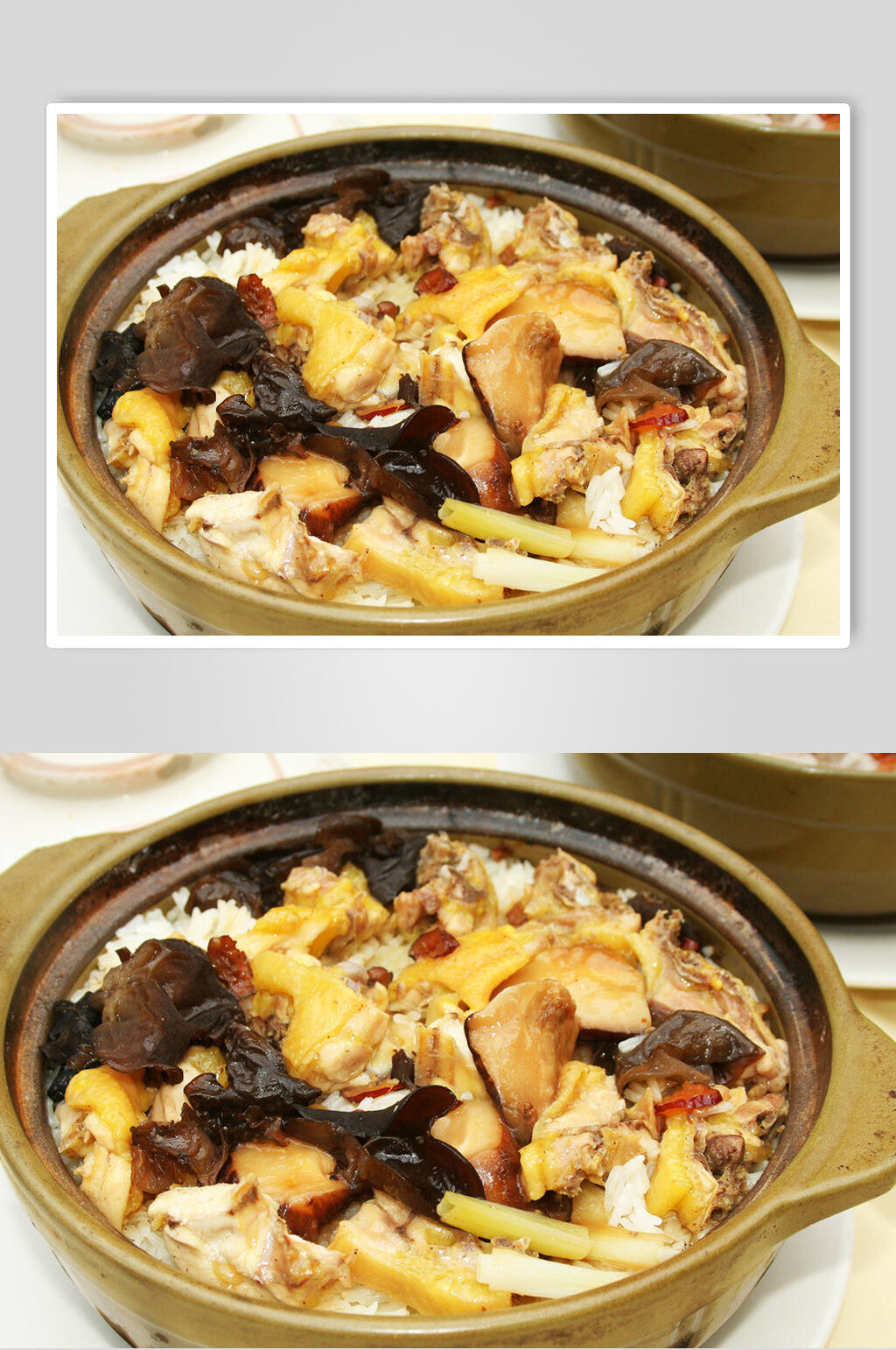 北菇滑鸡焗饭摄影图片素材