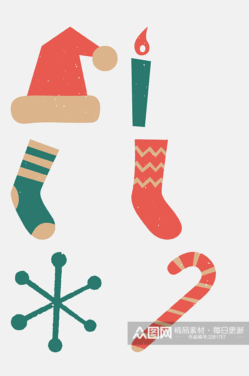 卡通圣诞袜子帽子免抠元素素材