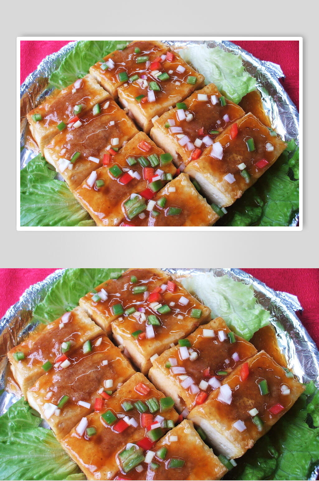 葱香铁板豆腐食品图片素材