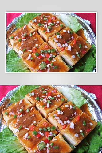 葱香铁板豆腐食品图片