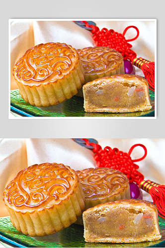 新鲜美味莲蓉月饼食品高清图片