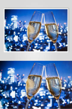 蓝色美味香槟高脚杯高清图片