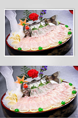 红鳟刺身拼食物高清图片
