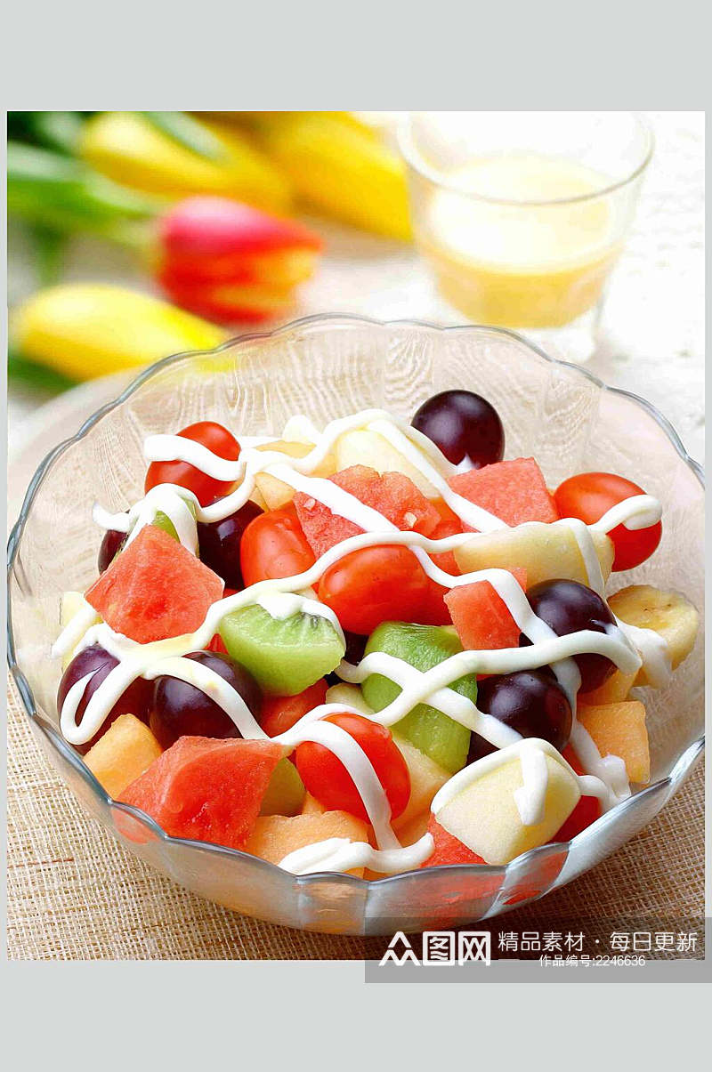 健康美味水果沙拉食品高清图片素材