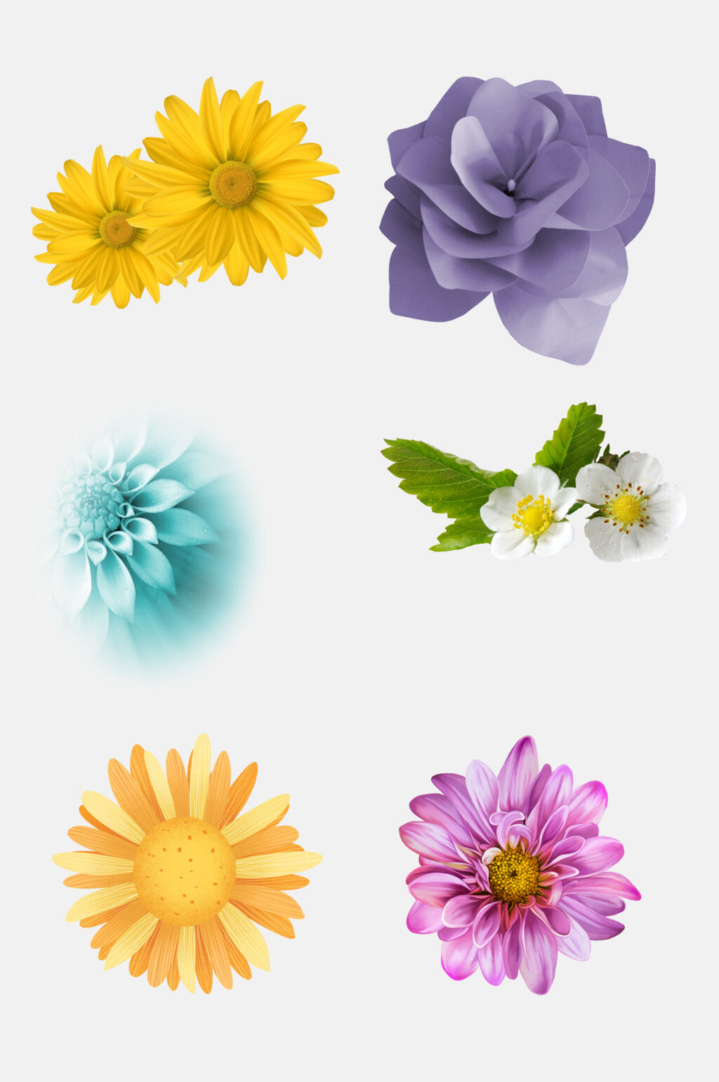 水彩渐变手绘花朵植物免抠素材素材