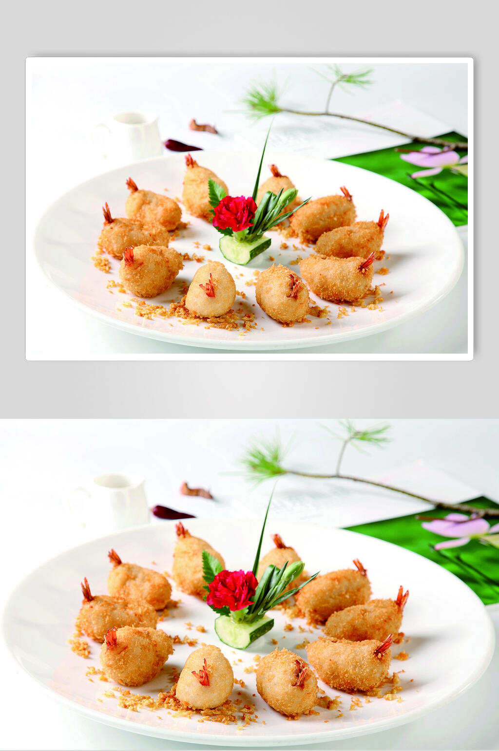 蒜香凤尾虾食物摄影图片素材