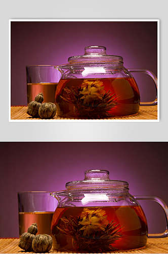 花茶玻璃茶具泡茶摄影图片