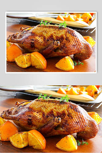 橙子烤鸡火鸡食品图片