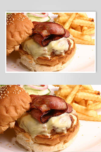 牛肉汉堡食物摄影图片