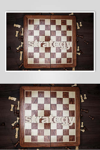 格子国际象棋棋盘棋局摄影图