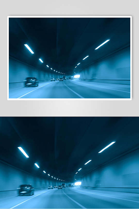 蓝色隧道公路马路图片