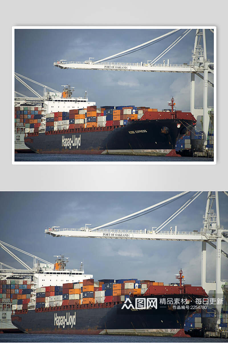 高端码头货轮船舶集装箱码头港口图片素材