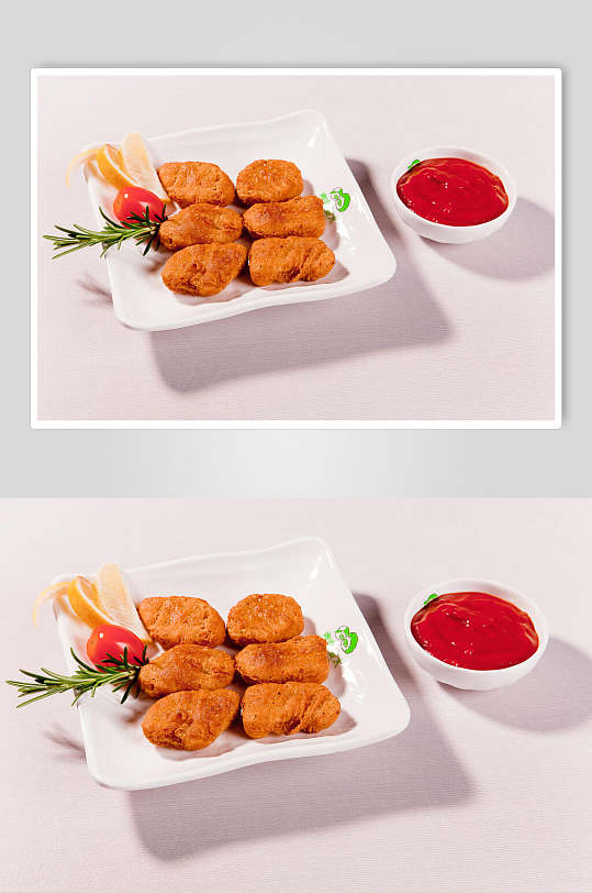番茄酱鸡肉卷鸡块食品摄影图片