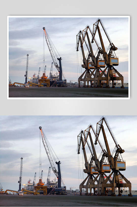 机械臂货轮船舶集装箱码头港口高清图片