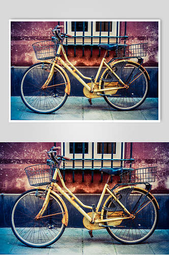 欧美风老旧自行车摄影图片