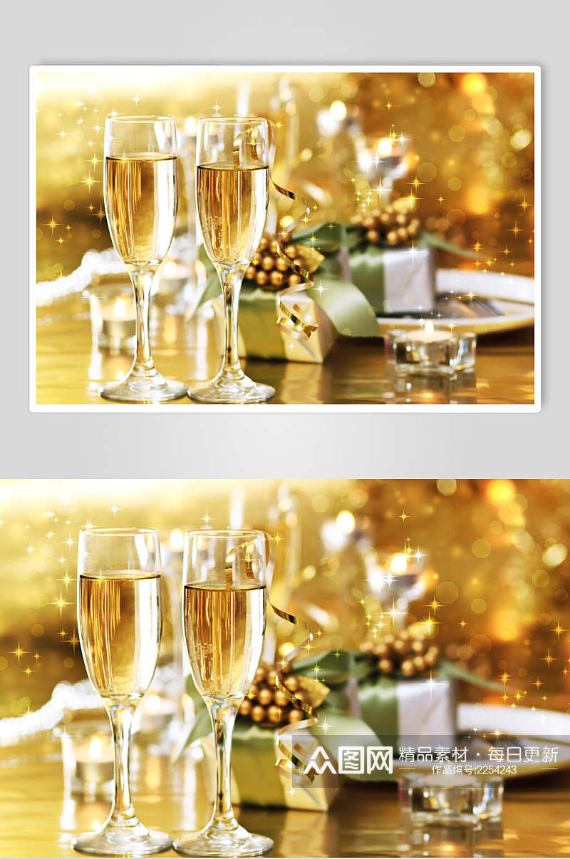 金色时尚唯美香槟高脚杯高清图片素材