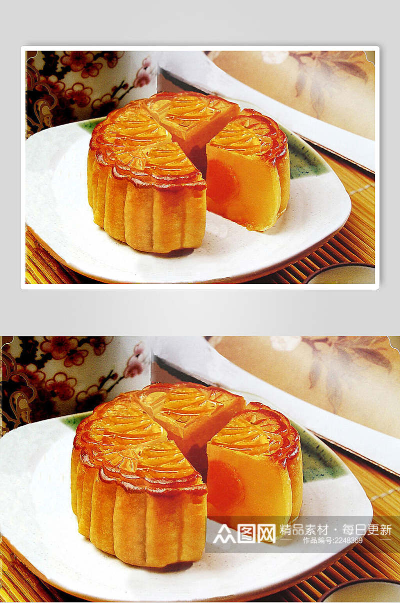 经典蛋黄莲蓉月饼食品摄影图片素材