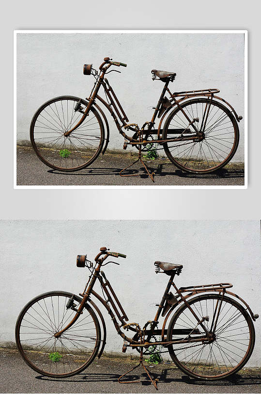 老式復(fù)古老舊自行車圖片