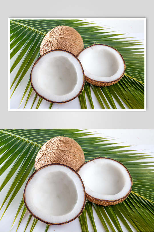 清新椰肉水果食品高清图片