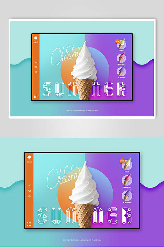 夏季冰淇淋冷饮促销海报