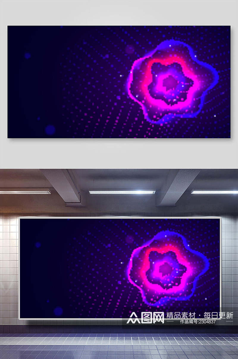 紫色背景图形科技矢量背景展板素材