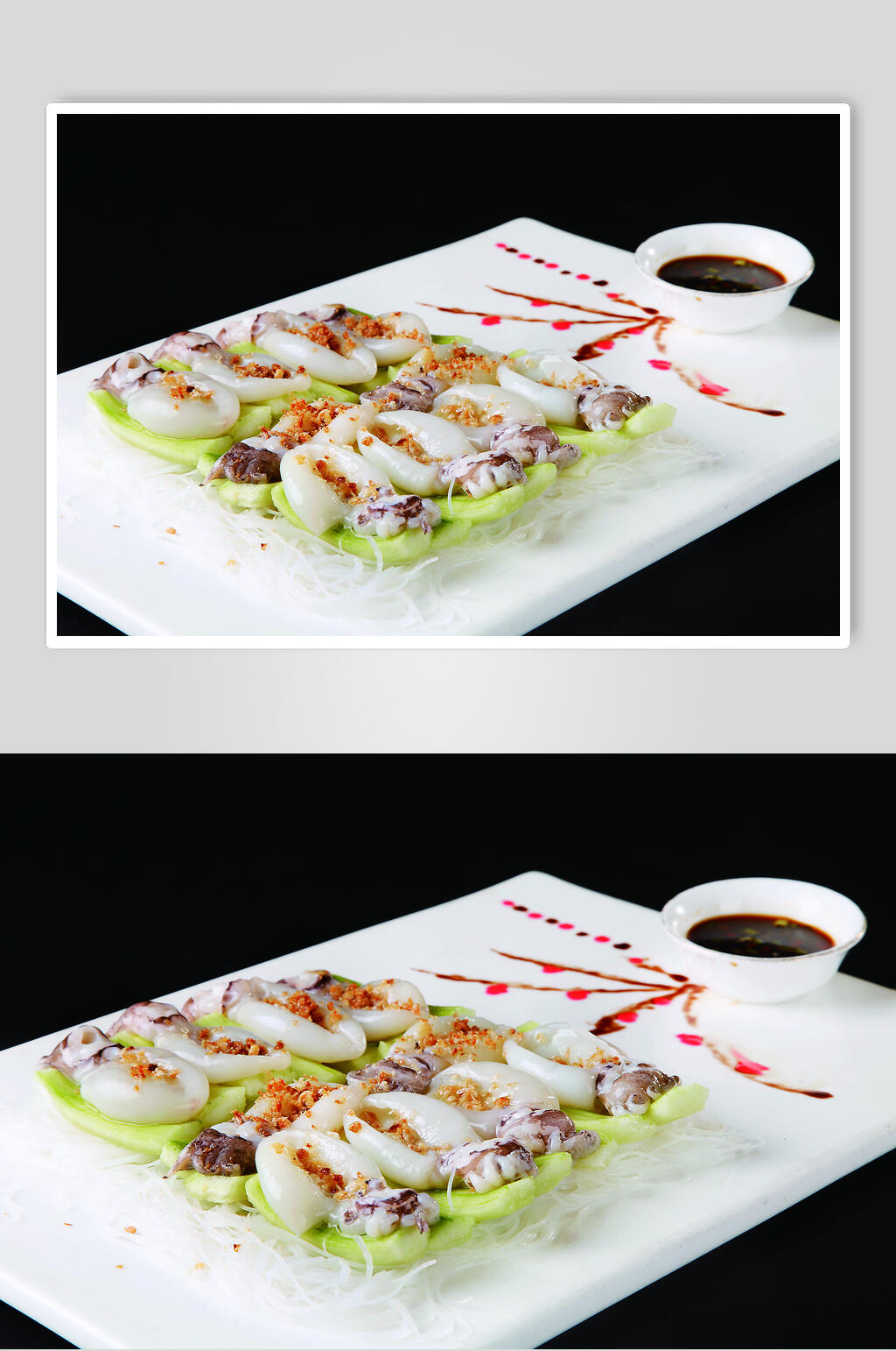 金蒜胜瓜蒸墨鱼仔食物高清图片素材