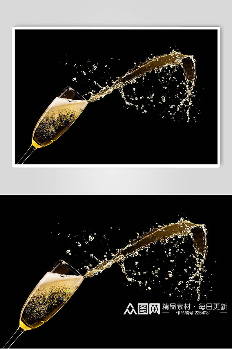 创意喷洒香槟高脚杯高清图片素材