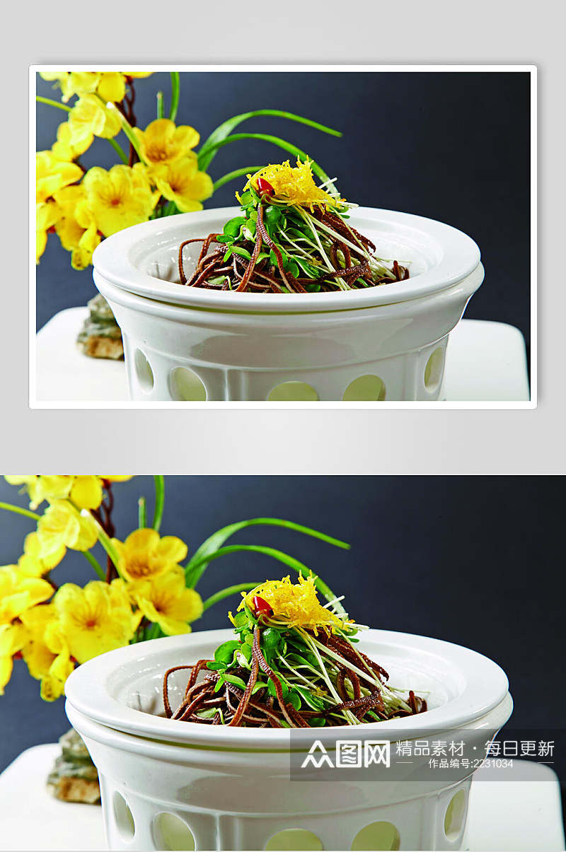 香椿芽拌黑干丝食物高清图片素材
