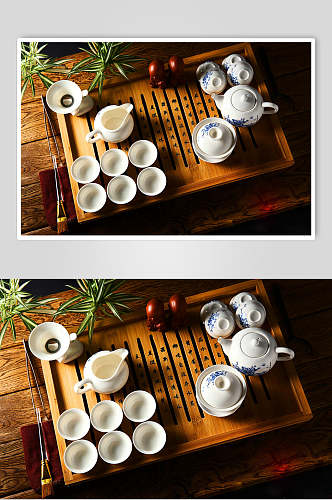 典雅青花瓷高档茶具高清图片